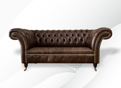 Chesterfield Velvet Designer Sofa 2-Seater Couch Textile Leather Suite Brown New